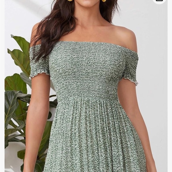 Floerns Women's Boho Floral Print Off Shoulder Split Long A Line Dress - Picture 3 of 13